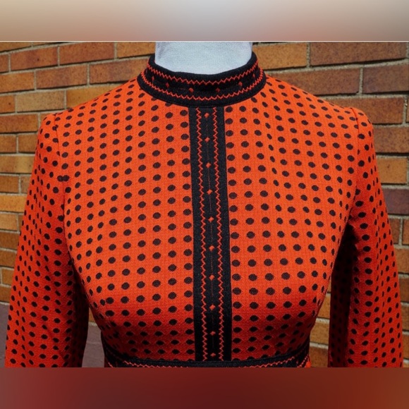 Fabulous Vintage Fall Dress. Thanksgiving! Lightweight Size Small Orange Black - Picture 2 of 6